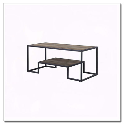 Rustic Oak And Black Coffee Table With Shelf