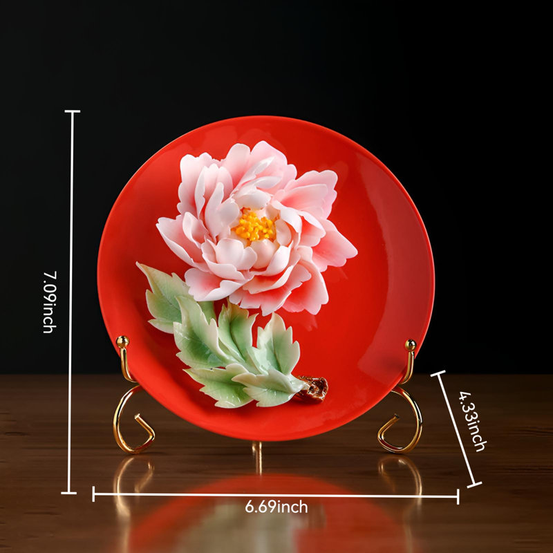 Exquise décoration murale pivoine en céramique dans un style chinois classique