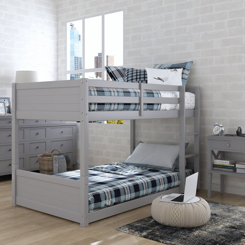 Lit superposé simple en bois massif Korbin , Gris