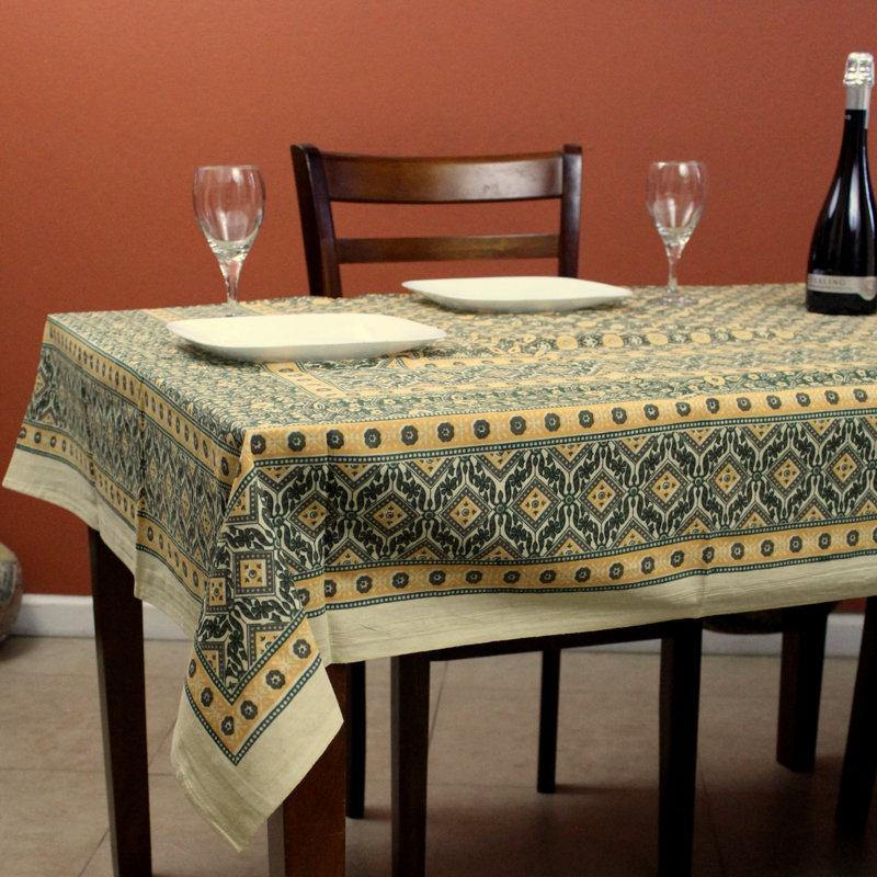 Nappe en coton pour salle à manger, Bleu, 104 po x 70 po
