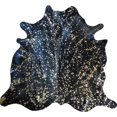 Tapis noir en cuir de vache 6 pi x 7 pi