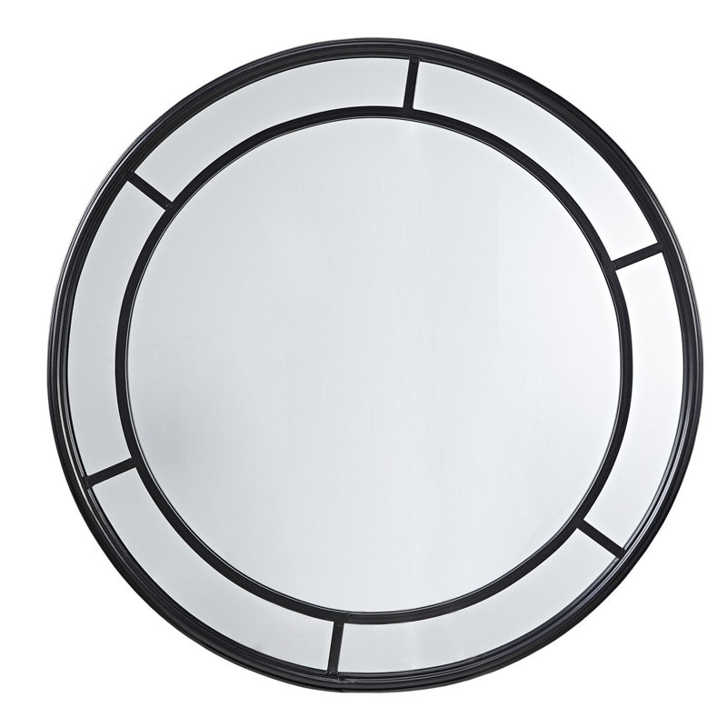 Katonah Round Black Iron Framed Wall Mirror