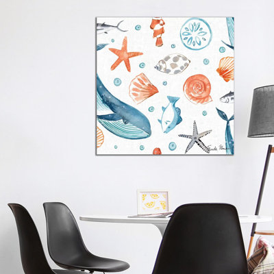 Whale Tale Pattern IA by Farida Zaman - Wrapped Canvas Painting