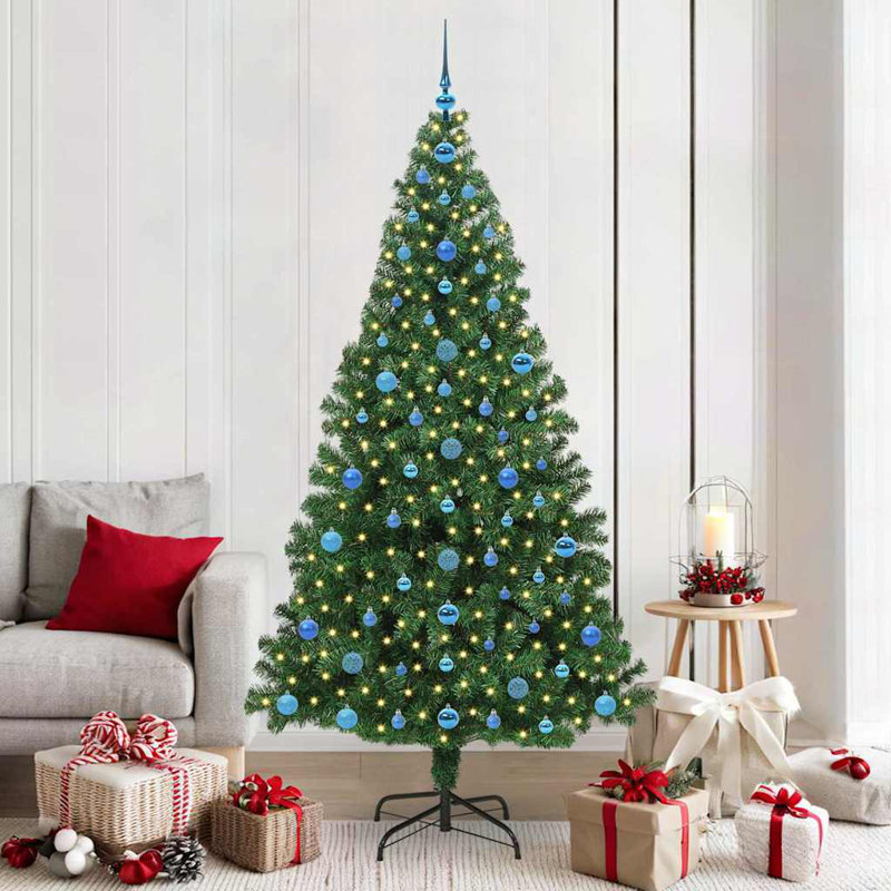 vidaXL Artificial Christmas Tree with 150 LEDs with Stand Green, 6.89 ft