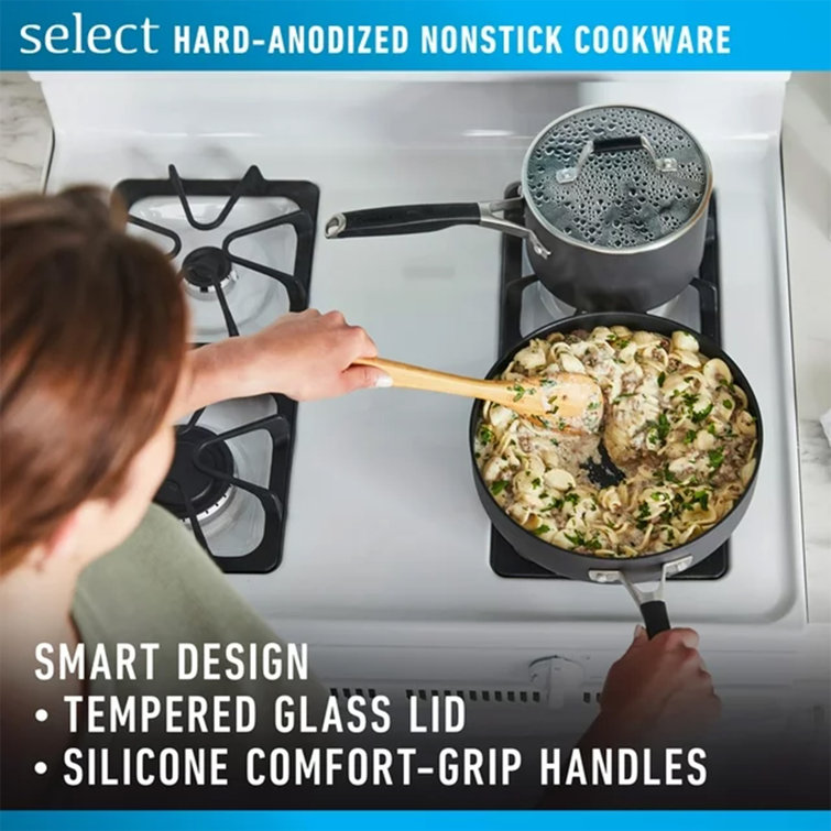 Calphalon Select Space-Saving Hard-Anodized Nonstick 9-Piece Cookware Set,  Gray