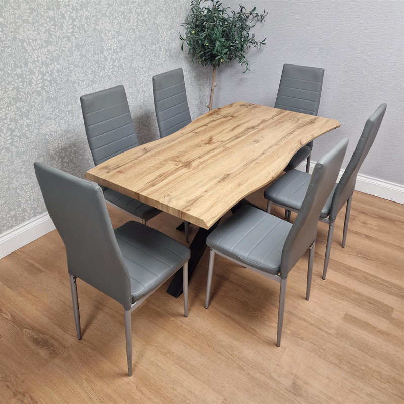 6 - Person Dining Set, Grey, 75cm H x 117cm W x 77cm D
