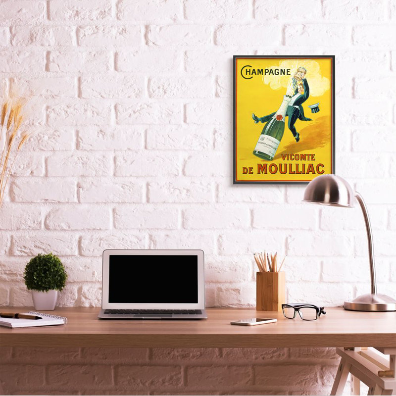 Champagne Vicomte de Moulliac Pop par Marcus Jules - impression d'art graphique, Giclée encadrée noir minuit