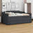 Solid Wood Twin Size Daybed With Trundle And 3 Drawers, Linen Upholstered Daybed Frame With Backrest And Armrest-359491721