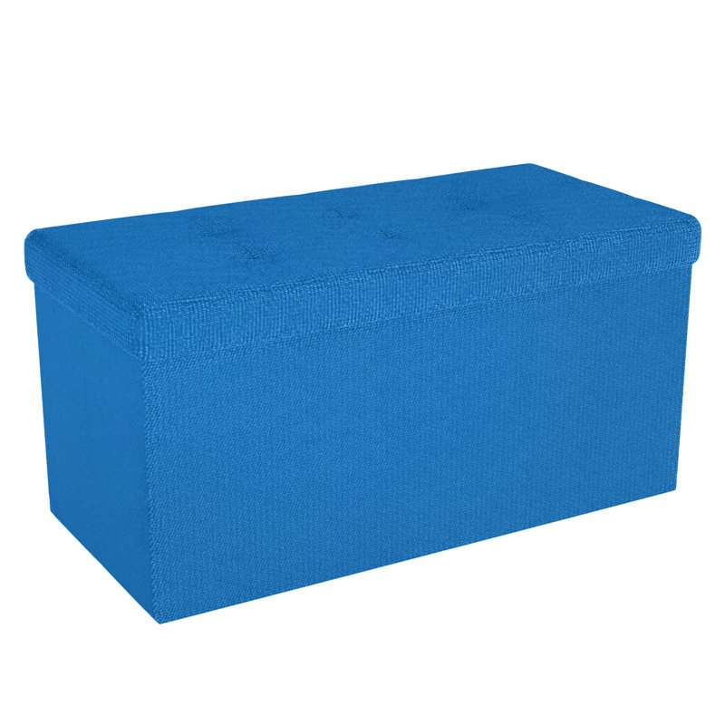 Espedito 78cm Wide Rectangle Solid Colour Ottoman with Storage, Blue