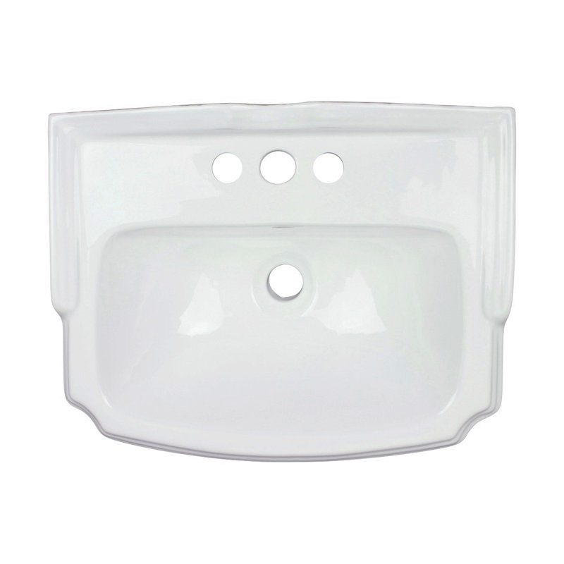 White Ceramic Wall-Mount Bathroom Sink with Overflow
