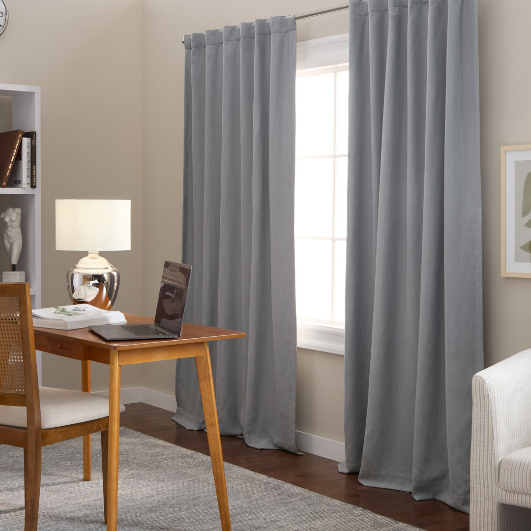 TOWN & COUNTRY LUXE ARLO Solid Linen Texture 100% Blackout Curtains 2-Pack (Set of 2) Town & Country Living Curtain 