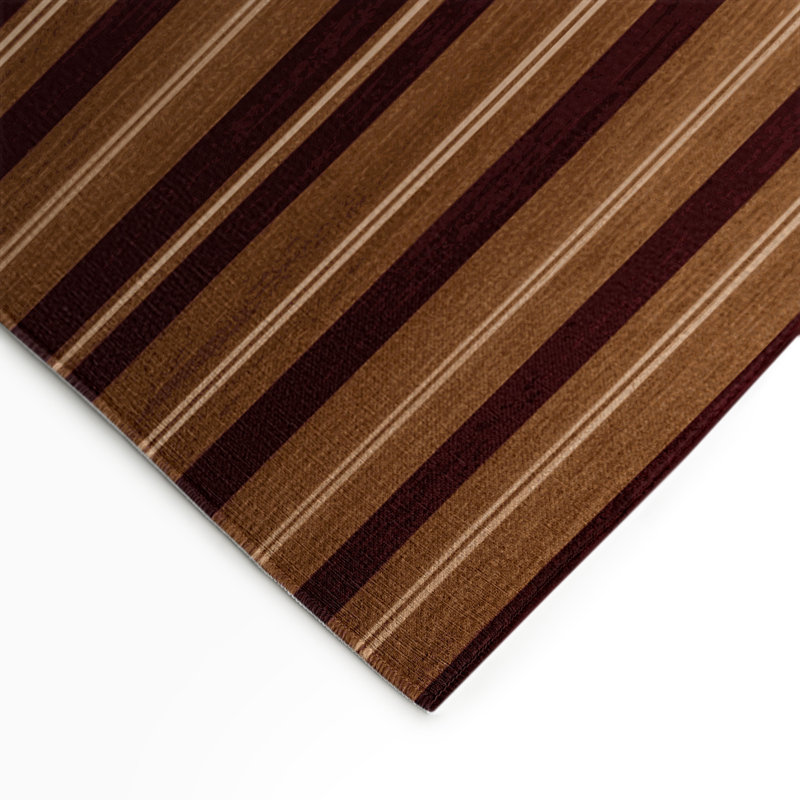 Tapis intérieur / extérieur brun HorizontalStripes, Rectangle 5 pi x 7 pi