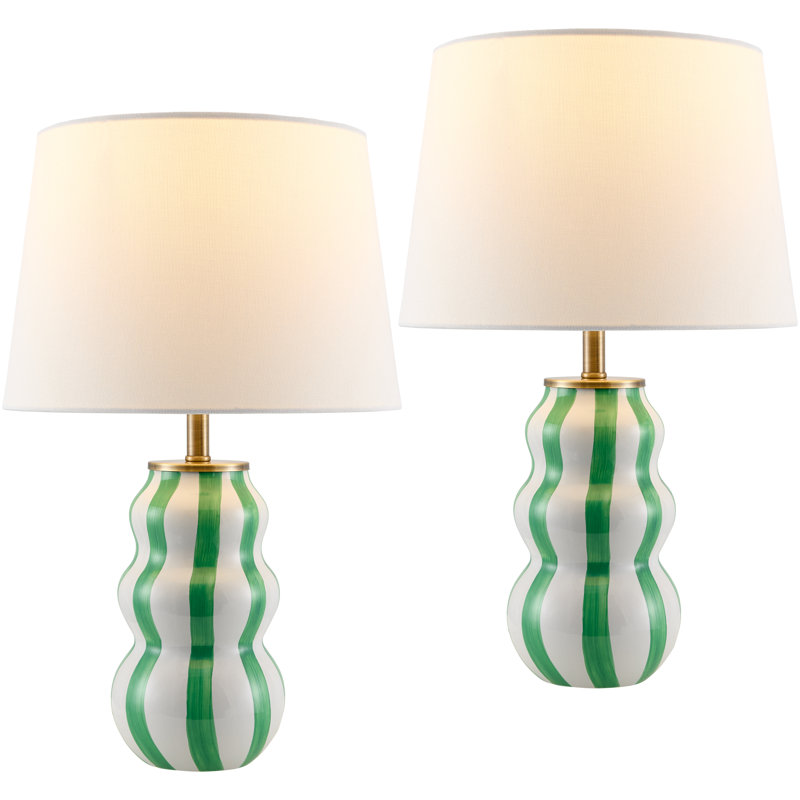 Ensemble de lampes de table Samp, Vert/blanc