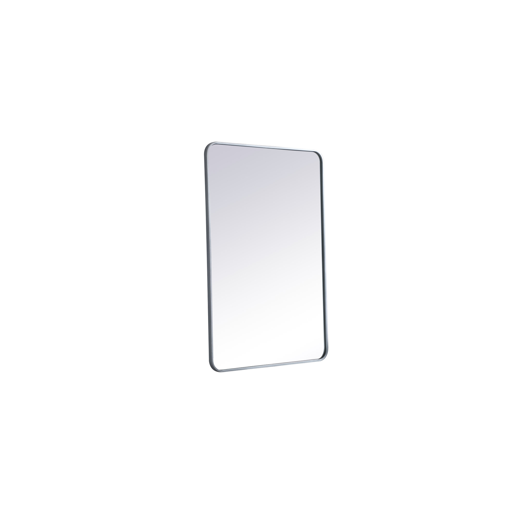 Sabine Metal Rounded Rectangle Wall Mirror, Silver, 42'' H x 28'' W