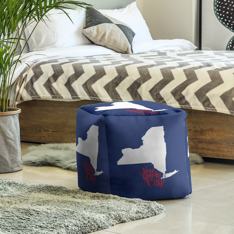 Repose-pieds cubique New York City, Marine / Rouge