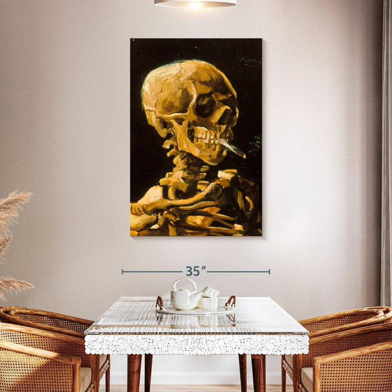 Kelan Skull With Cigarette 1885, 48" H x 32" W
