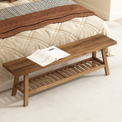 43.3'' Solid Reclaimed Wood Bench with Shelf