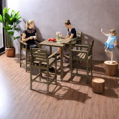 Durable Patio Bar Sets, HDPE 5 Piece Modern Bar Height Set for Backyard