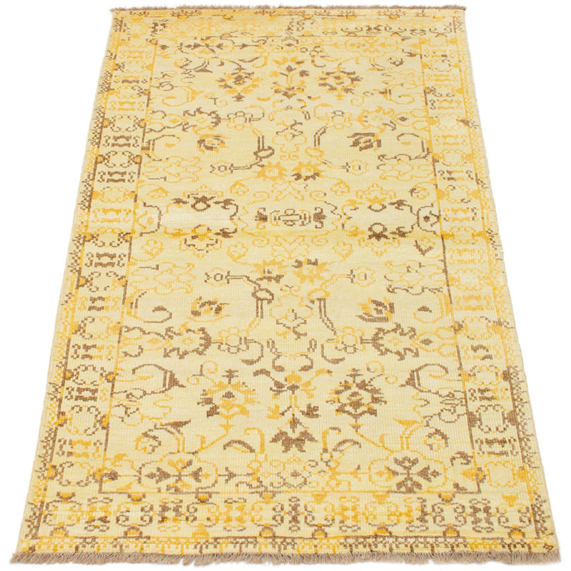 One-of-a-Kind 5' X 7'10" 2010s Viscose Area Rug in Light Gold