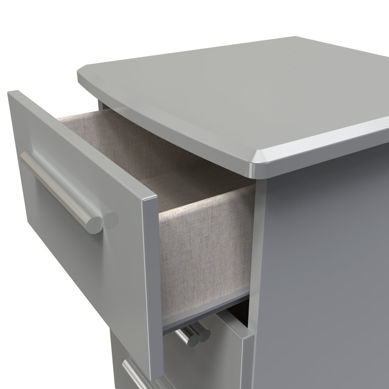 Fully Assembled Letoya Manufactured Wood Bedside Table, Grey