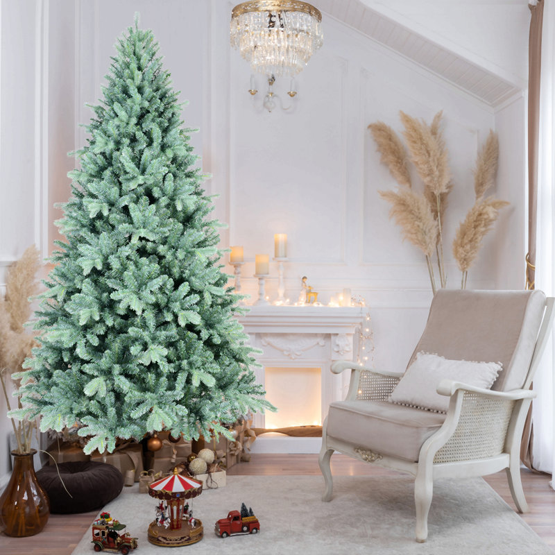 Arbre de Noël bleu en PE / PVC - embouts, branches articulées, aspect naturel, support en métal stable, décoration des Fêtes facile à assembler