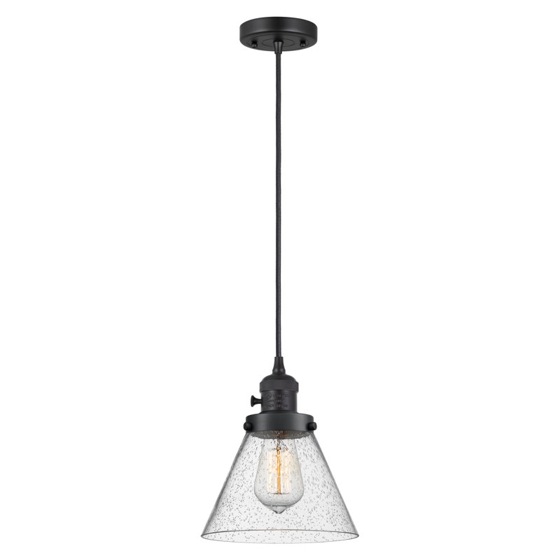 Luminaire suspendu en forme de globe à 1 lumière Angjelina, DEL, H 129,13 po x l 7,75 po x P 7,75 po, Noir mat