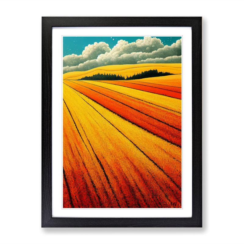 Wheat Field Splatter - Single Picture Frame Painting, Black, 64cm H x 46cm W x 2cm D