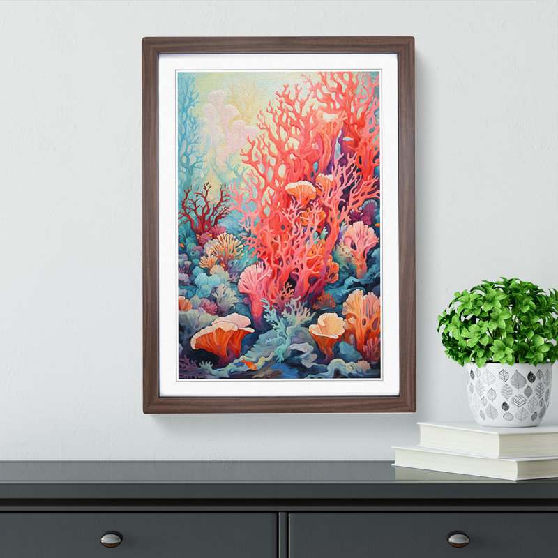 Single Picture Frame Print on Wood, Walnut Framed, 34cm H x 25cm W