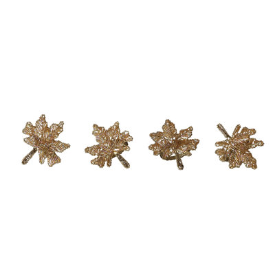 Beaded Maple Leaf Glass Napkin Rings