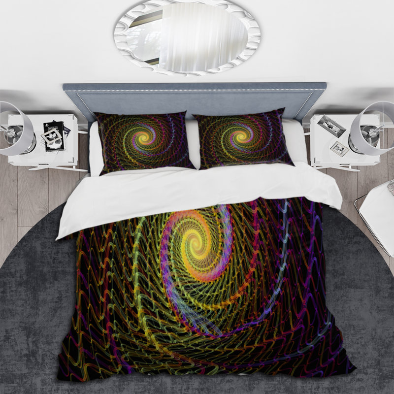 Spiral Fractal Geometric I - Ensemble de housse de couette moderne - Polyester en microfibre