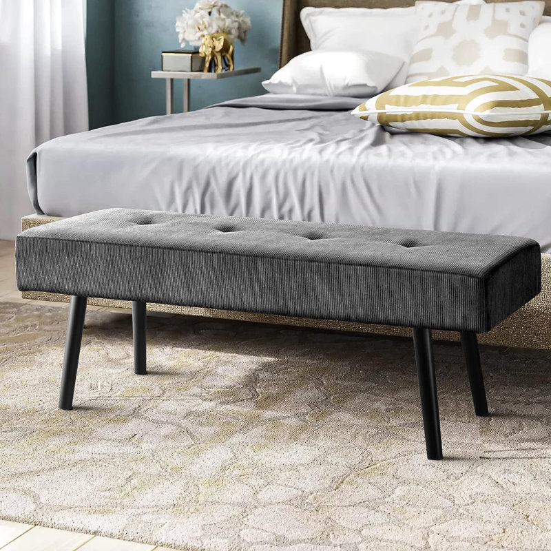 Banc rembourré 39,4 po Velours côtelé, Gris