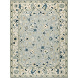Elegance hand-tufted New Zealand Wool Light Blue/Ivory/Navy Area Rug