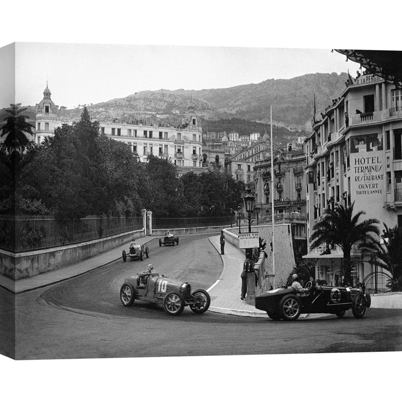 Passing At The 1932 Monaco Grand Prix - No Frame Print on Canvas, 60cm H x 80cm W x 4cm D