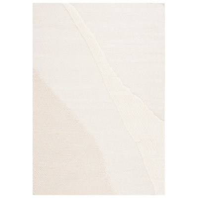Campeaux Hand Woven Wool/Cotton Solid Color Rug in Ivory