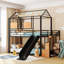 Lit superposé robuste en métal avec glissière et escalier de rangement, parfait pour les chambres d'enfants amusantes et organisées-108424040