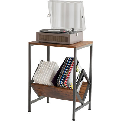 Turntable Stand With Vinyl Record Storage For 80+ Lps, All-In-One Record Player & Album Storage Shelf With Durable