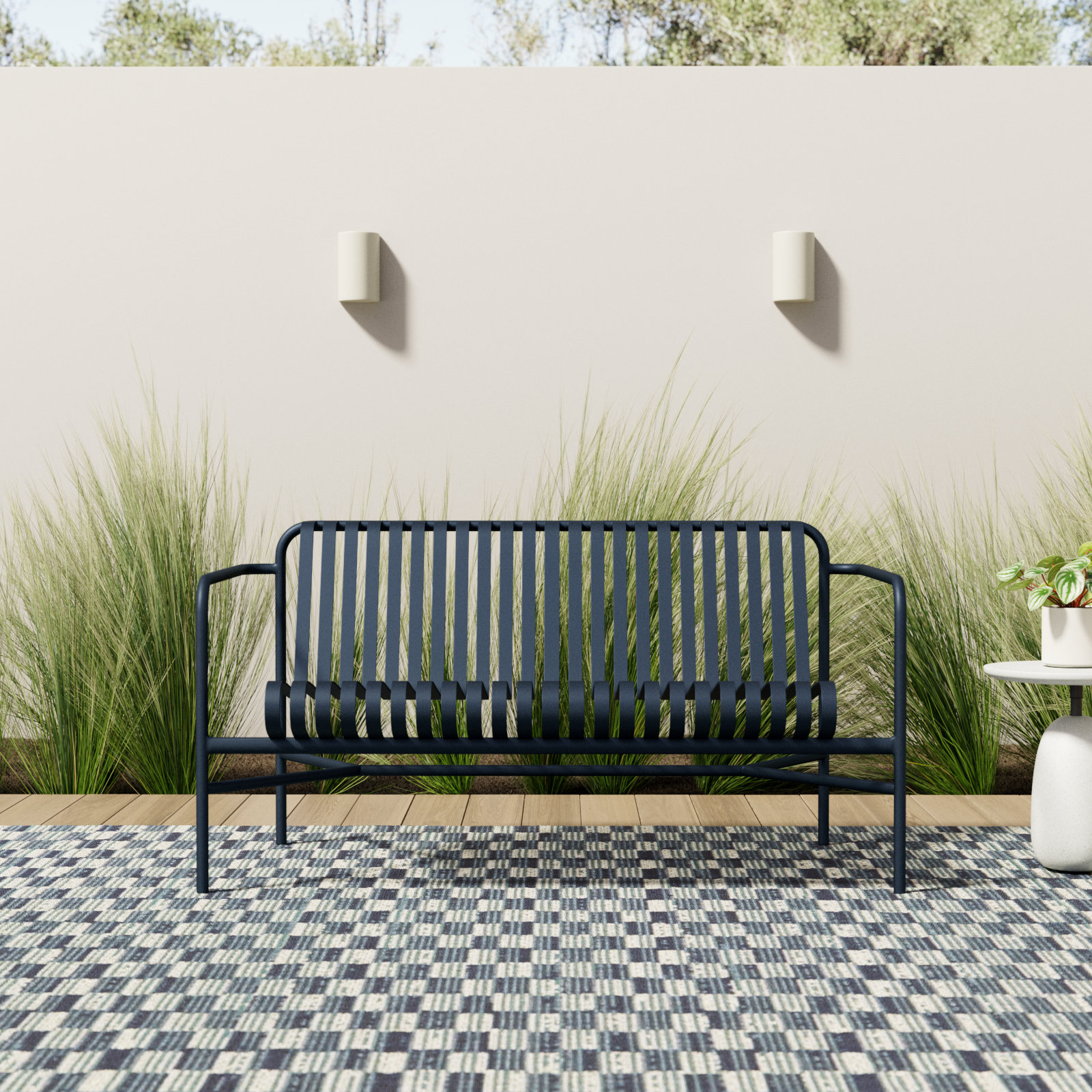 Abra 53" Patio Loveseat, Dark Blue