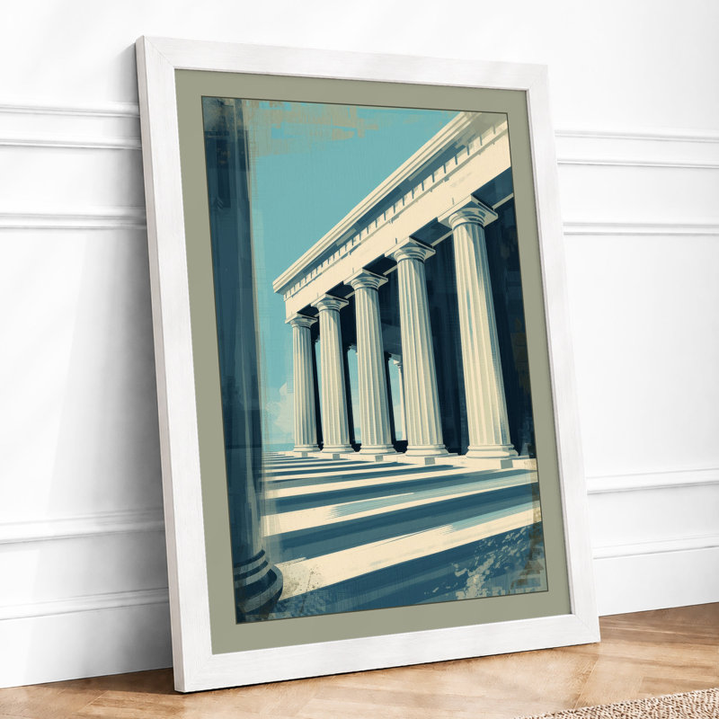 Columns and Sky Modern - Framed Print, A2 - 59.4 x 42.0 cm, White