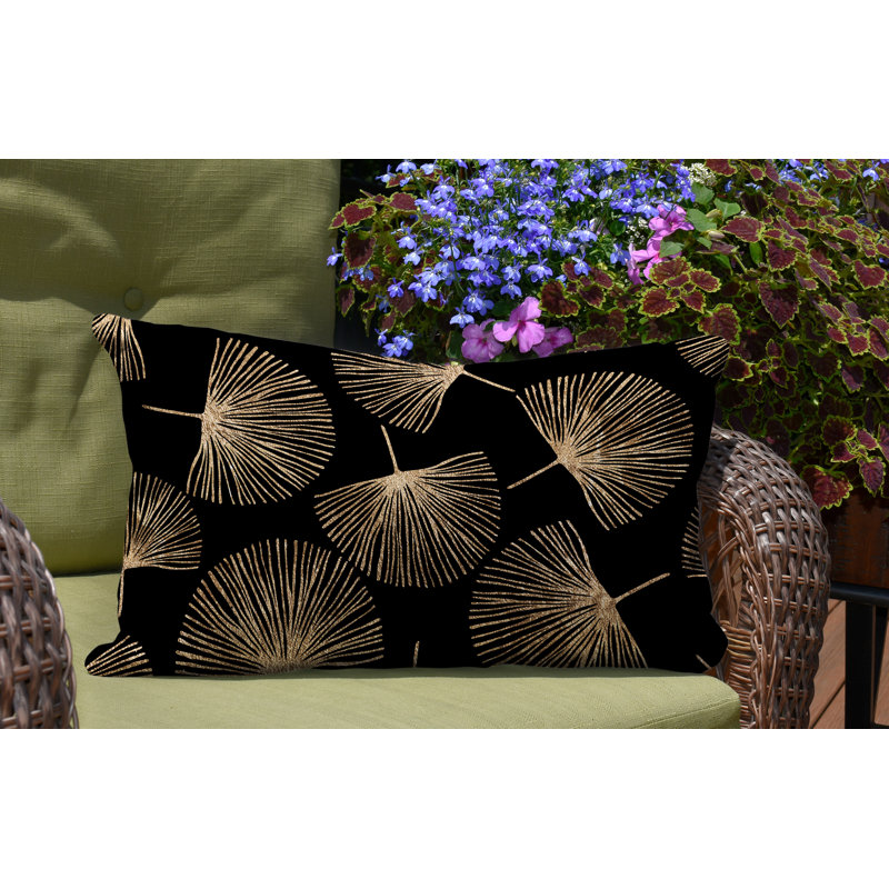 Coussin lombaire intérieur / extérieur Joba Dandilion, Noir / or