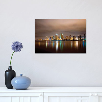 San Diego Night Panorama by George Oze - Wrapped Canvas Print
