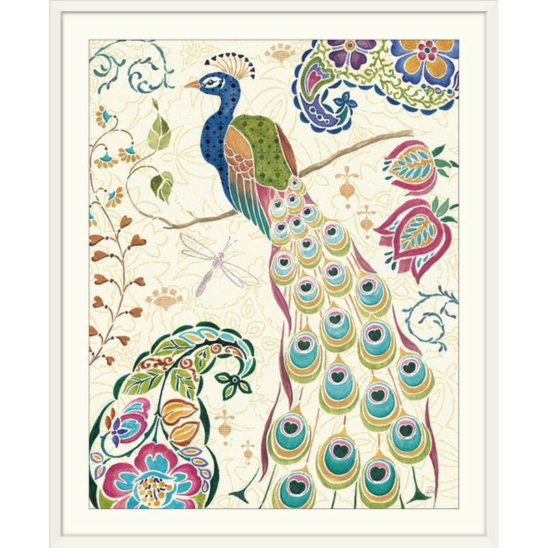 «Peacock Fantasy» par Daphne Brissonnet, impression mystique, Cadre noir, H 23 po x l 20 po x P 1 po