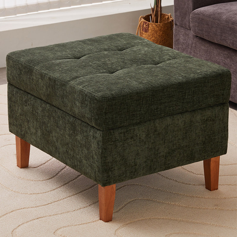 41cm Wide Tufted Square Standard Ottoman with Storage, Green