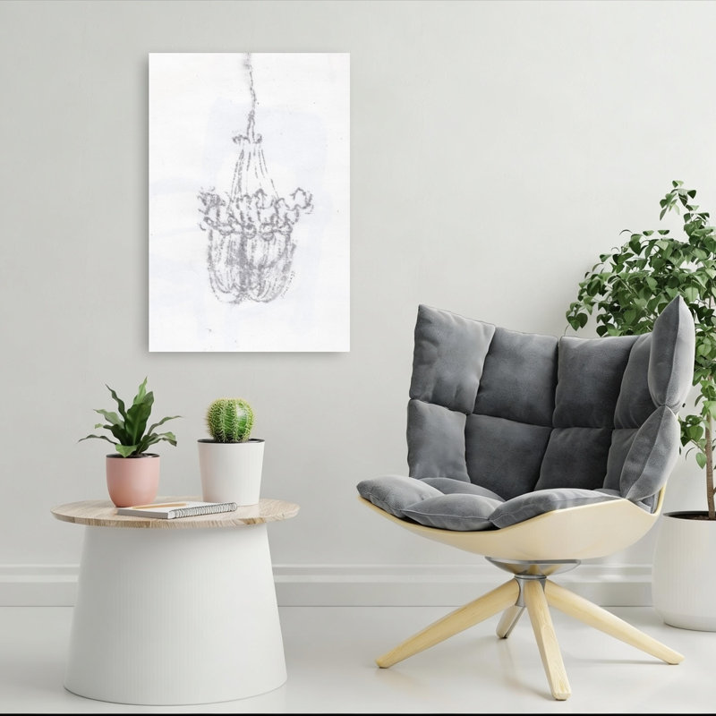 Elegant Chandelier Drawing Classic Elegant Vintage Architecture Wall Art Print 1 Piece Wrapped Canvas Wall Art