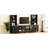 Black Entertainment Unit With Solid Wood Legs, Tv Stand For 70" Tvs, Tempered Glass Doors, Adjustable Shelves & Integrated Feature Style Console Stand, Stress--1267015869