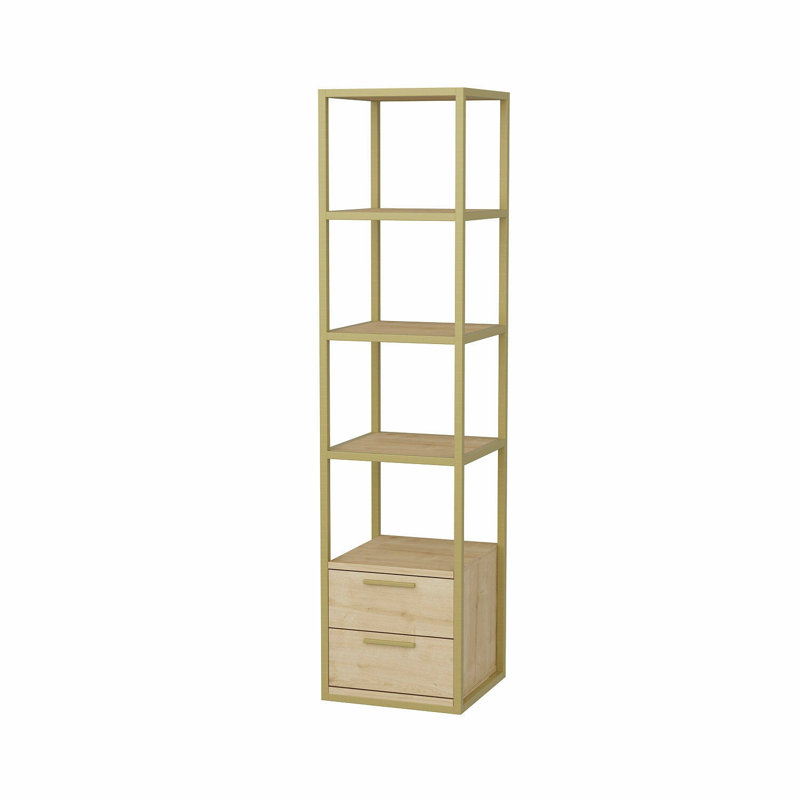 Lininger 169cm H x 39cm W Bookcase, Gold/Oak