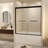 56-60" W × 60" H Tempered Glass With Explosion Proof Film, Aluminum Frame Double Sliding Shower Door, "1/4 (6 Mm), Stainless Steel Handle, Matte Black-123210055