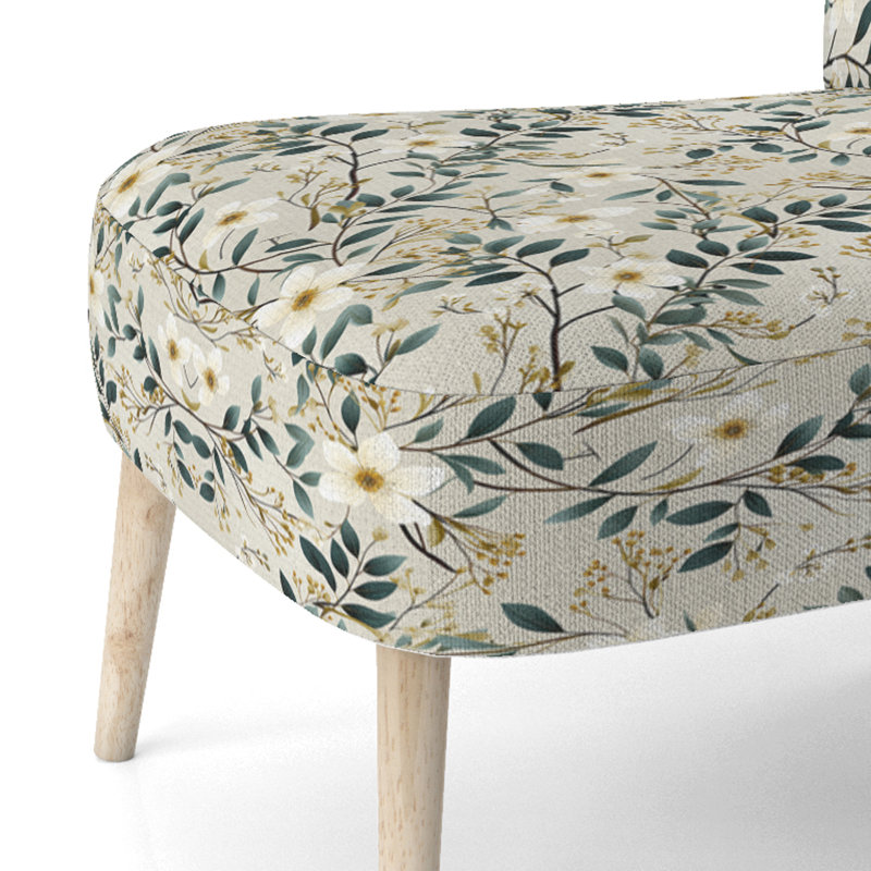 Chaise d'appoint rembourrée White Poppies Minimalist Floral Elegance VII