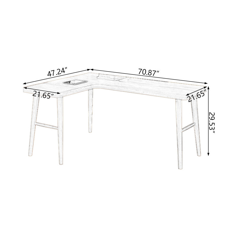 Rosewood L-Shaped Solid Wood desks, Left Hand Return, 29.53" H x 70.87" W x 47.24" D
