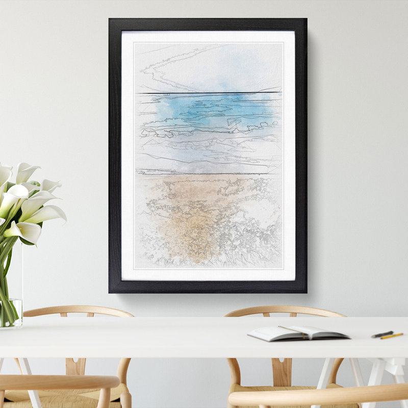 Upon a Beach in Tarragona Spain - Picture Frame Painting Print, Black Framed, 87cm H x 62cm W x 2cm D