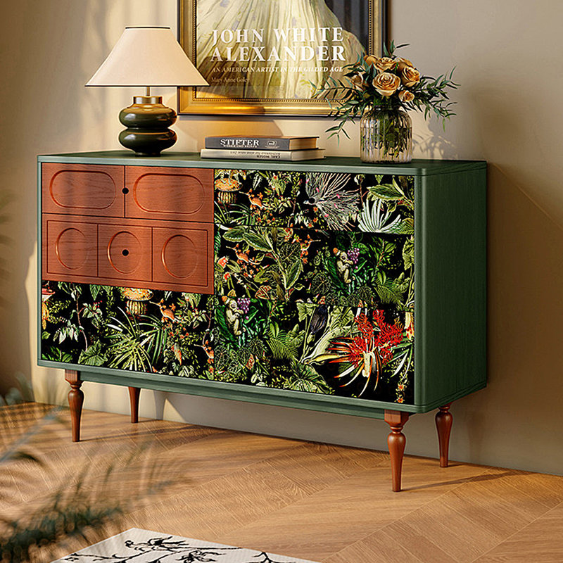 Buffet vintage 47,17 po en bois massif vert, H 33,46 po x l 47,17 po x P 15,67 po